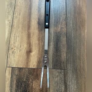 Vintage Ekco Stainless Steel Carving Fork with Black Handle Made in USA